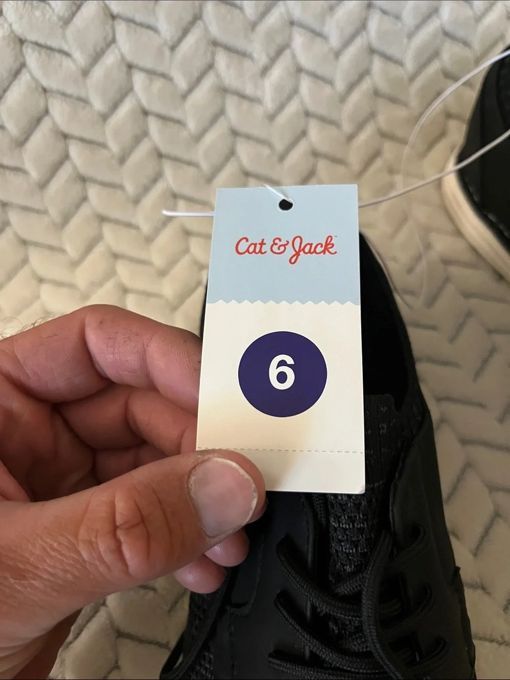Cat & Jack Black Knit Dress Shoes with White Sole